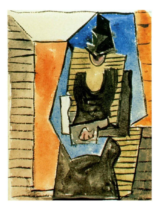 1920 Femme assise au chapeau by Pablo Picasso, vintage artwork, 16x12"(A3) Poster