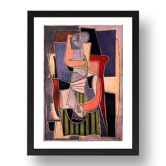 1920 Femme assise dans un fauteuil (1920 Woman seated in an armchair), vintage artwork by Pablo Picasso, A3 Size Reproduction Poster Print in 17x13" Black Frame