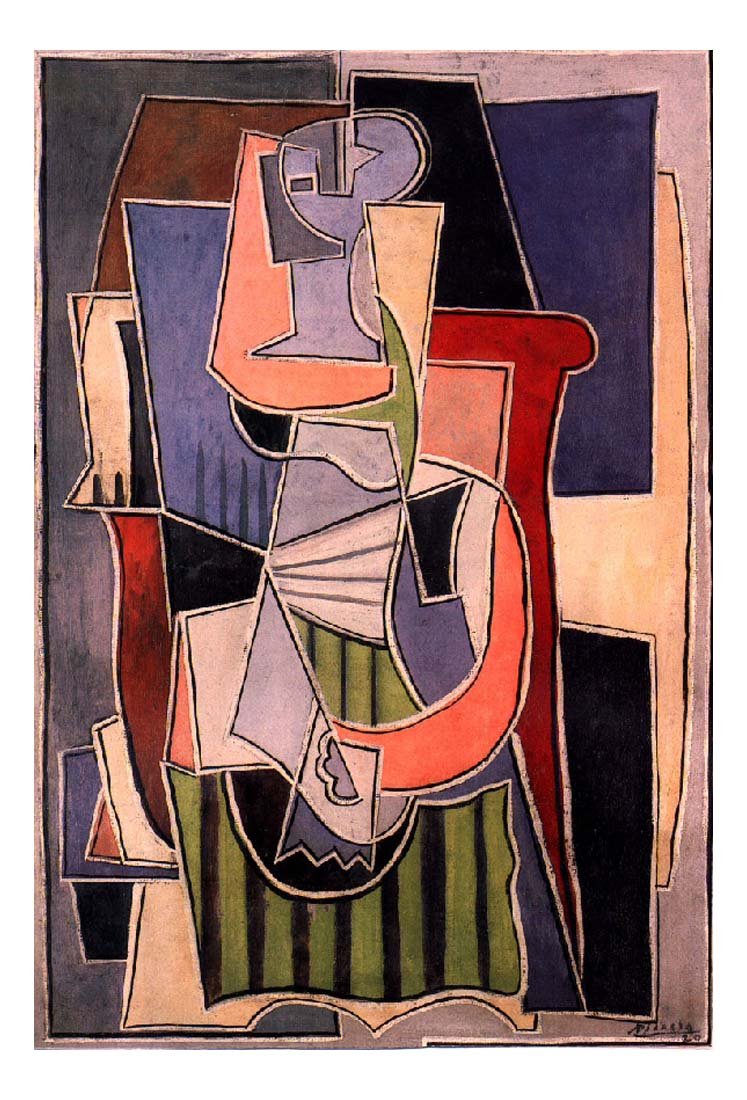 1920 Femme assise dans un fauteuil by Pablo Picasso, vintage artwork, 16x12"(A3) Poster