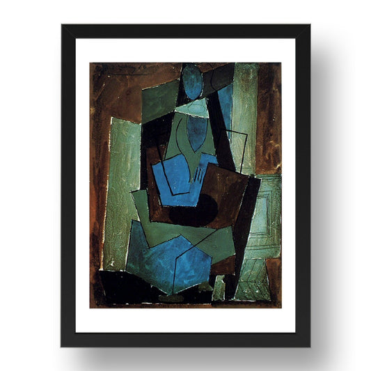 1920 Femme assise1 (1920 Seated Woman1), vintage artwork by Pablo Picasso, A3 Size Reproduction Poster Print in 17x13" Black Frame