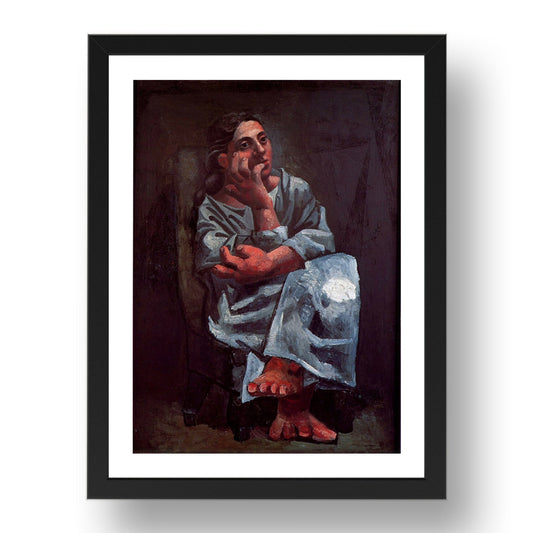 1920 Femme assise3 (1920 Seated Woman3), vintage artwork by Pablo Picasso, A3 Size Reproduction Poster Print in 17x13" Black Frame