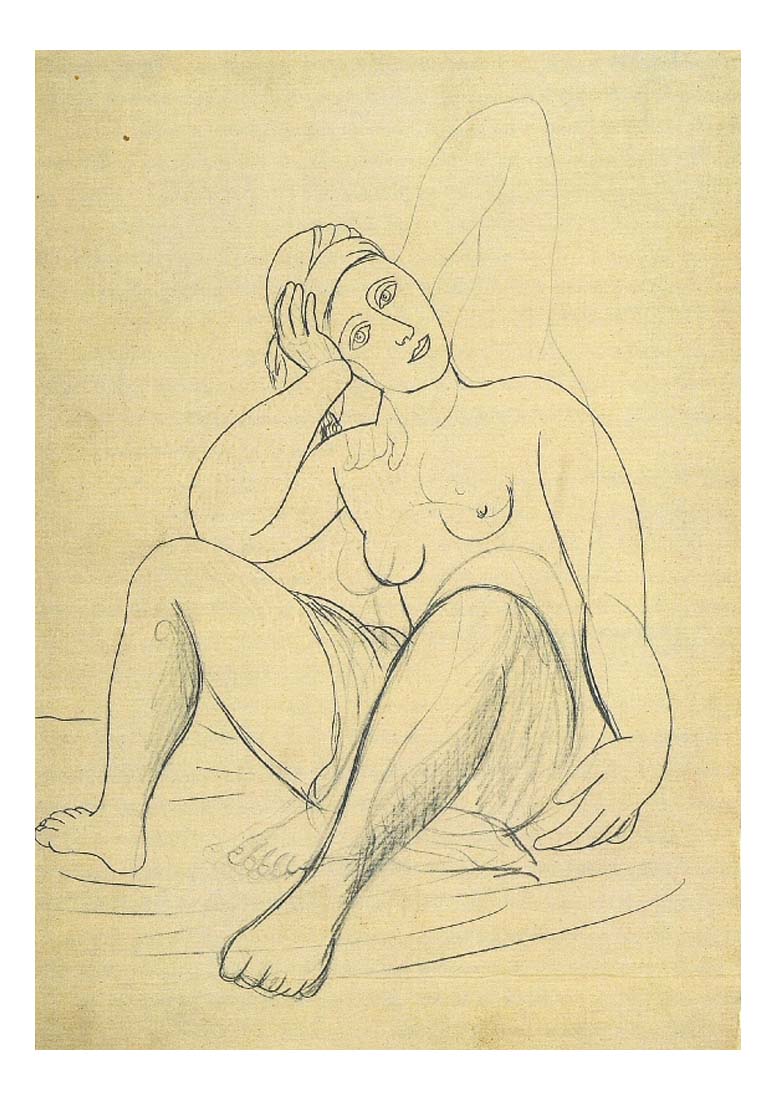 1920 Femme nue au turban by Pablo Picasso, vintage artwork, 16x12"(A3) Poster