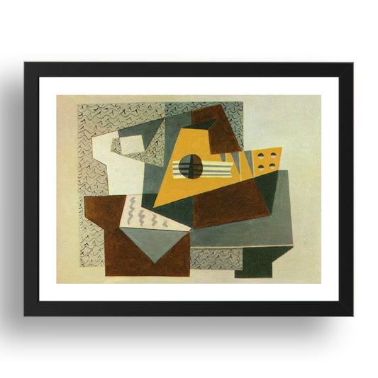 1920 Guitare (1920 Guitar), vintage artwork by Pablo Picasso, A3 Size Reproduction Poster Print in 17x13" Black Frame