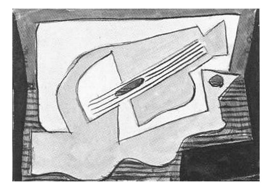 1920 Guitare3 by Pablo Picasso, vintage artwork, 16x12"(A3) Poster