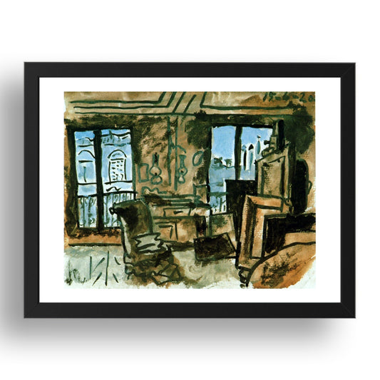 1920 L'atelier (1920 The workshop), vintage artwork by Pablo Picasso, A3 Size Reproduction Poster Print in 17x13" Black Frame