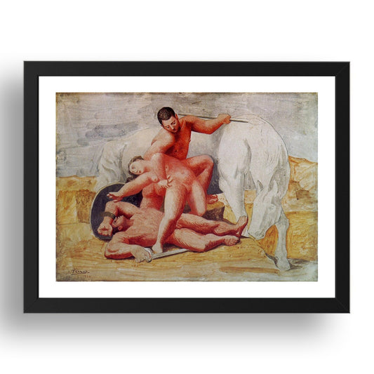 1920 Le viol eLe rapte (1920 Rape and Abduction), vintage artwork by Pablo Picasso, A3 Size Reproduction Poster Print in 17x13" Black Frame