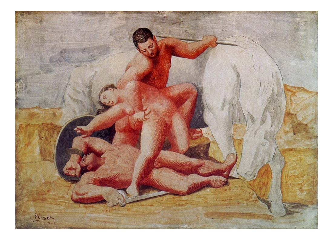 1920 Le viol (Le rapt) by Pablo Picasso, vintage artwork, 16x12"(A3) Poster