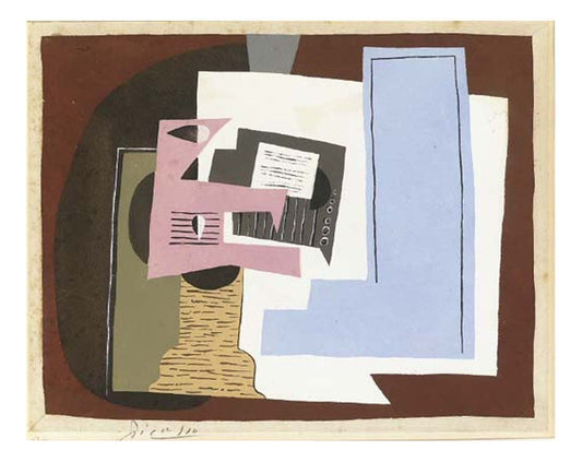 1920 Nature morte avec guitare et partition by Pablo Picasso, vintage artwork, 16x12"(A3) Poster