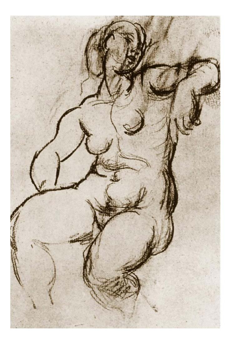 1920 Nu assis1 by Pablo Picasso, vintage artwork, 16x12"(A3) Poster