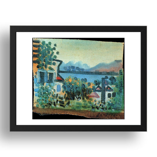 1920 Paysage ePaysage e Dinarde (1920 Landscape eLandscape and Dinarde), vintage artwork by Pablo Picasso, A3 Size Reproduction Poster Print in 17x13" Black Frame