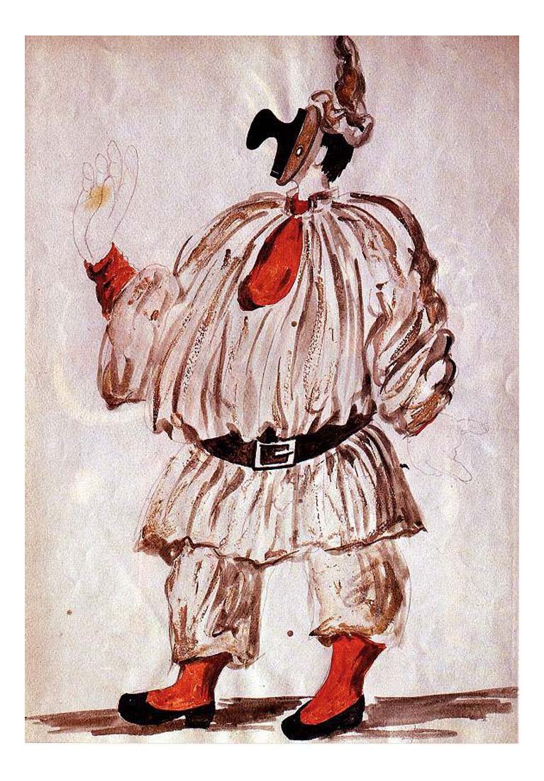 1920 Projet pour le costume de Pulcinella by Pablo Picasso, vintage artwork, 16x12"(A3) Poster