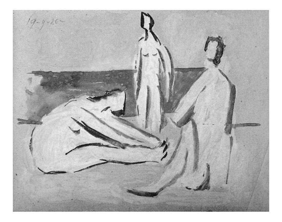 1920 Trois baigneuses4 by Pablo Picasso, vintage artwork, 16x12"(A3) Poster