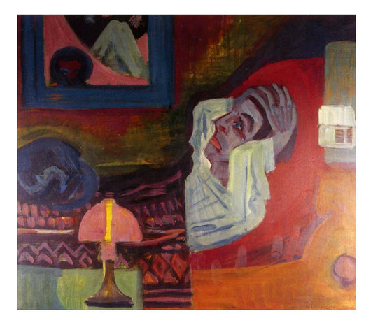 1920 Ernst Ludwig Kirchner - Sick in the night-Vintage Artwork, 16x12"(A3) Poster Print