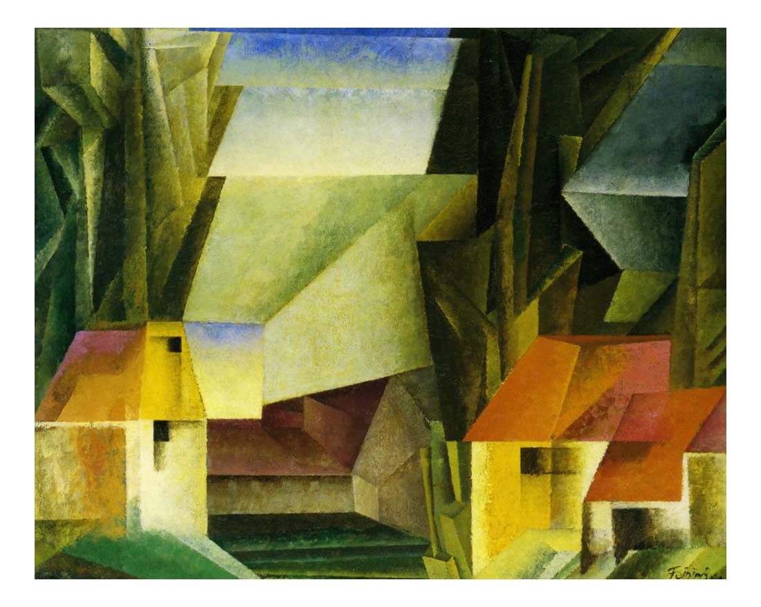 1920 Lyonel Feininger - Hop garden-Vintage Artwork, 16x12"(A3) Poster Print