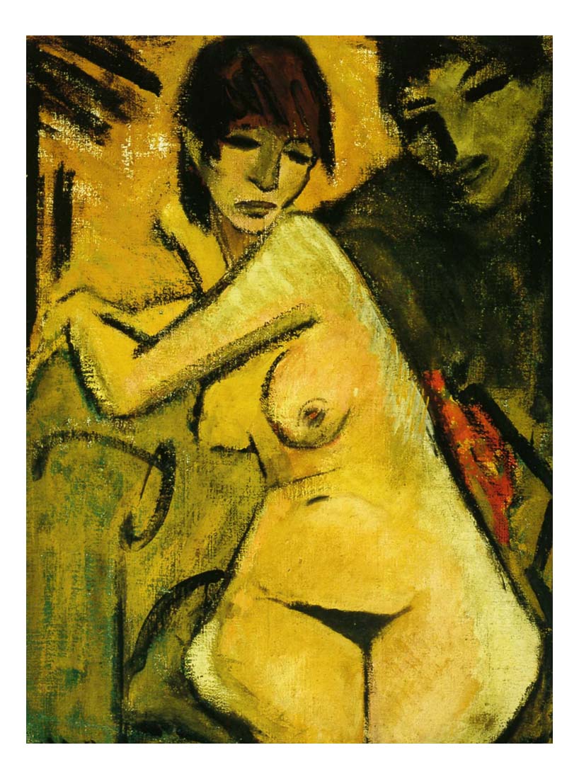 1920 Otto Mueller Amant - couple -Vintage Artwork, 16x12"(A3) Poster Print