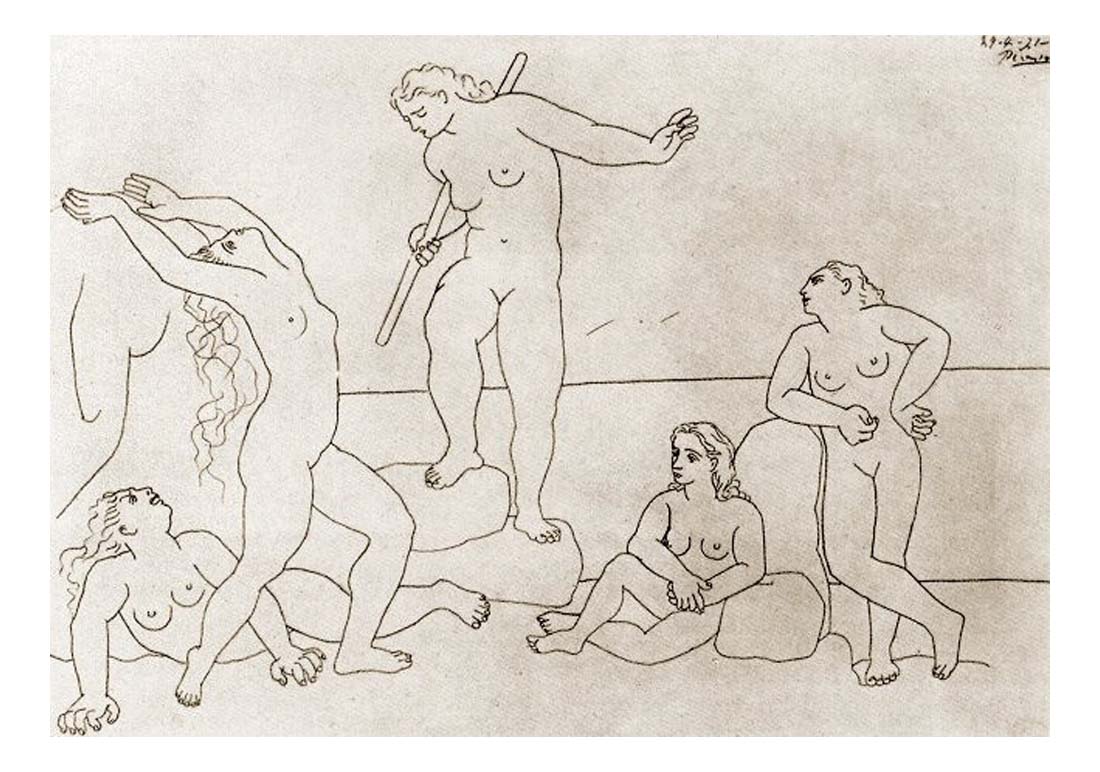 1921 Baigneuses by Pablo Picasso, vintage artwork, 16x12"(A3) Poster