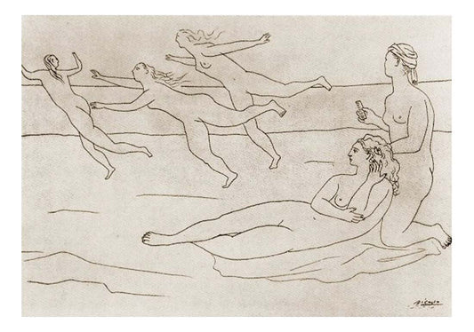 1921 Baigneuses1 by Pablo Picasso, vintage artwork, 16x12"(A3) Poster