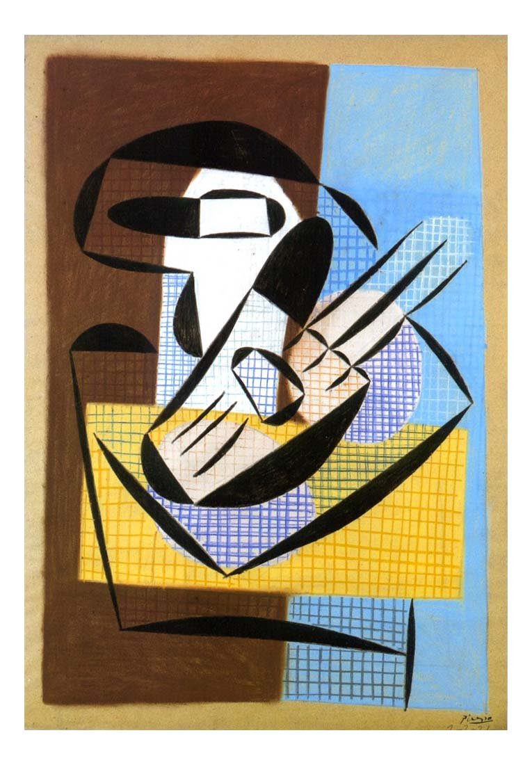 1921 Compotier et guitare by Pablo Picasso, vintage artwork, 16x12"(A3) Poster