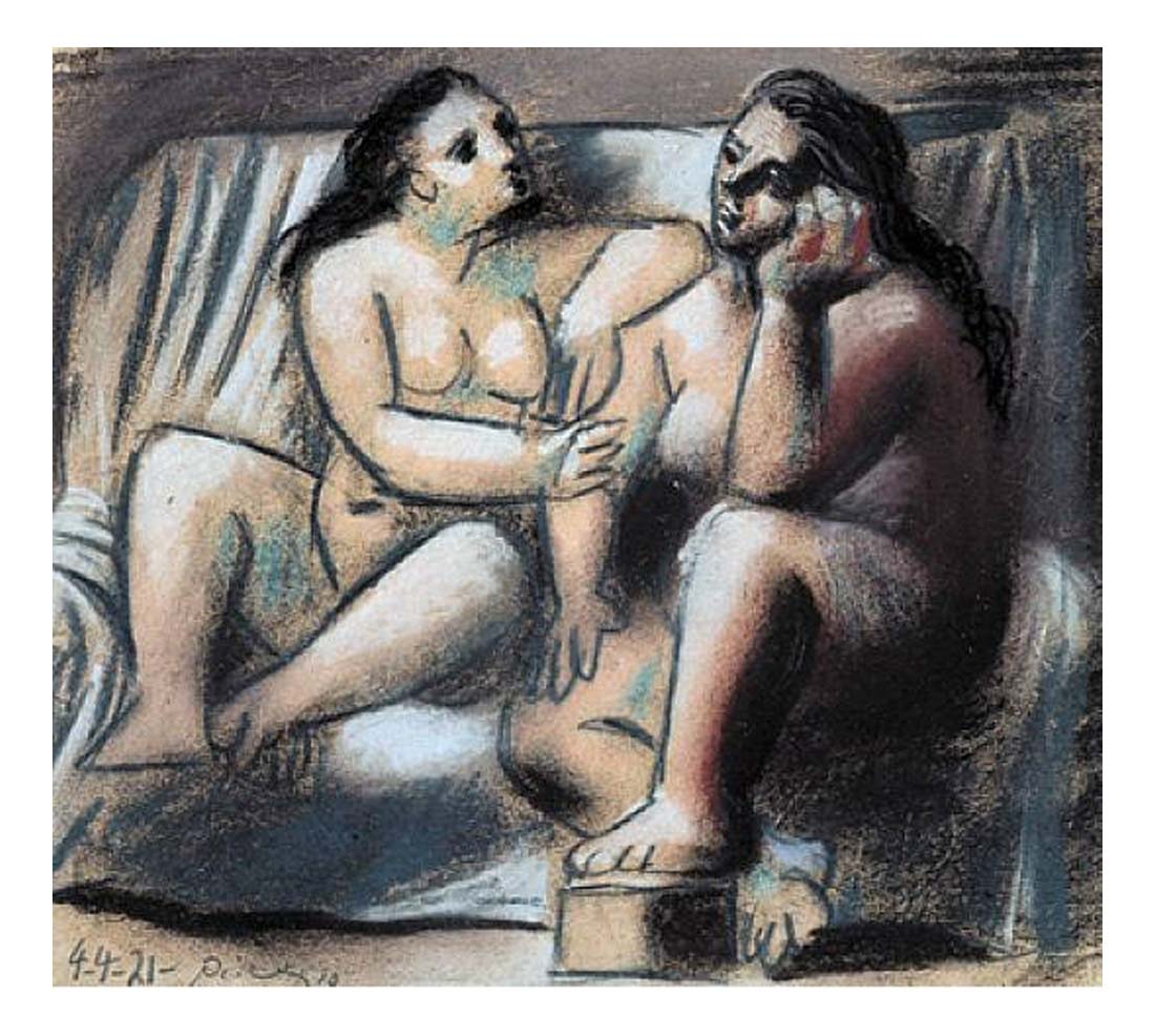 1921 Deux femmes nues assises by Pablo Picasso, vintage artwork, 16x12"(A3) Poster