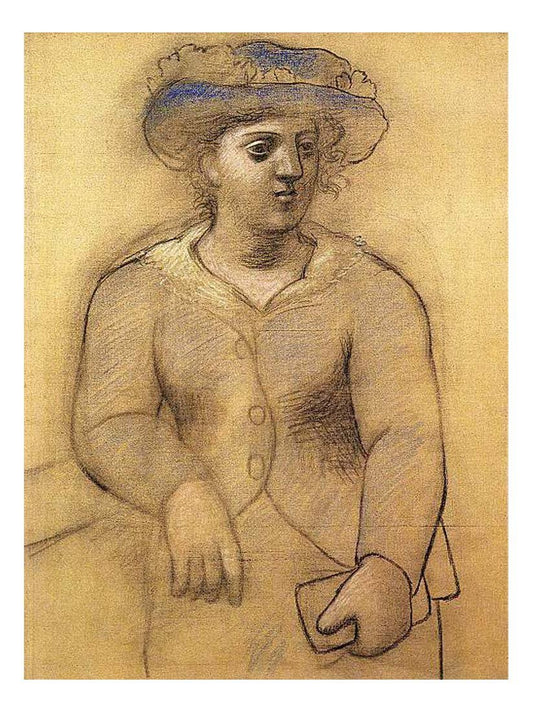 1921 Femme au chapeau by Pablo Picasso, vintage artwork, 16x12"(A3) Poster