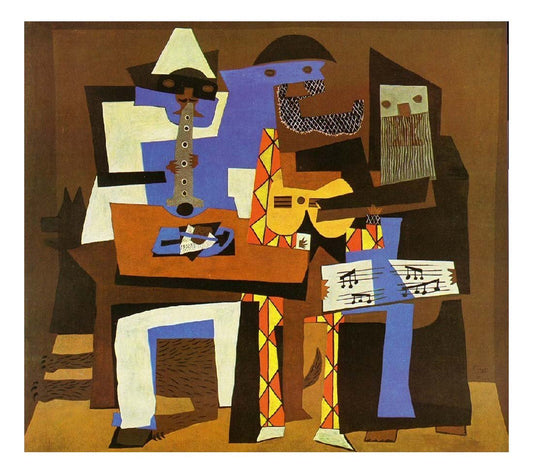 1921 Musiciens aux masques by Pablo Picasso, vintage artwork, 16x12"(A3) Poster