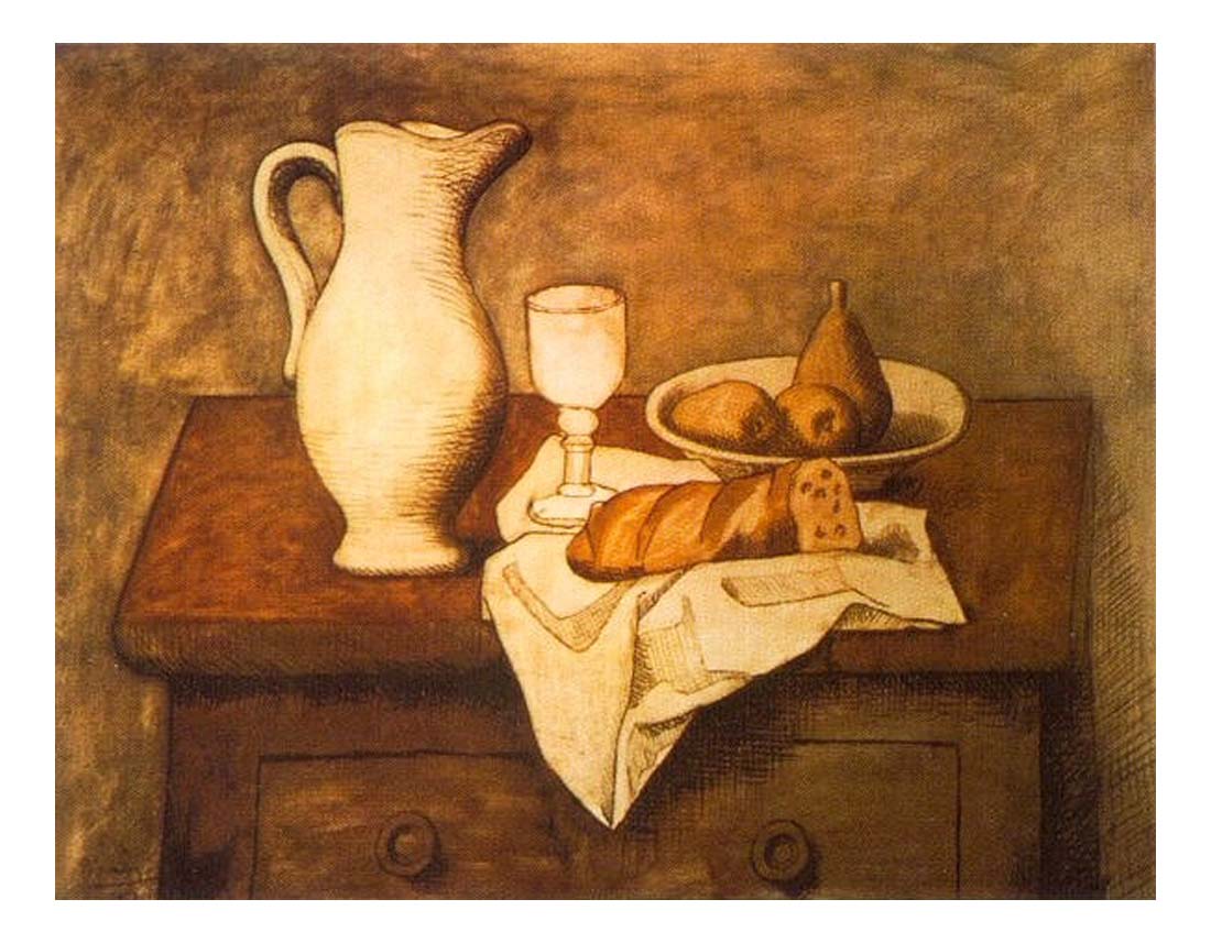 1921 Nature morte avec pichet et pain by Pablo Picasso, vintage artwork, 16x12"(A3) Poster