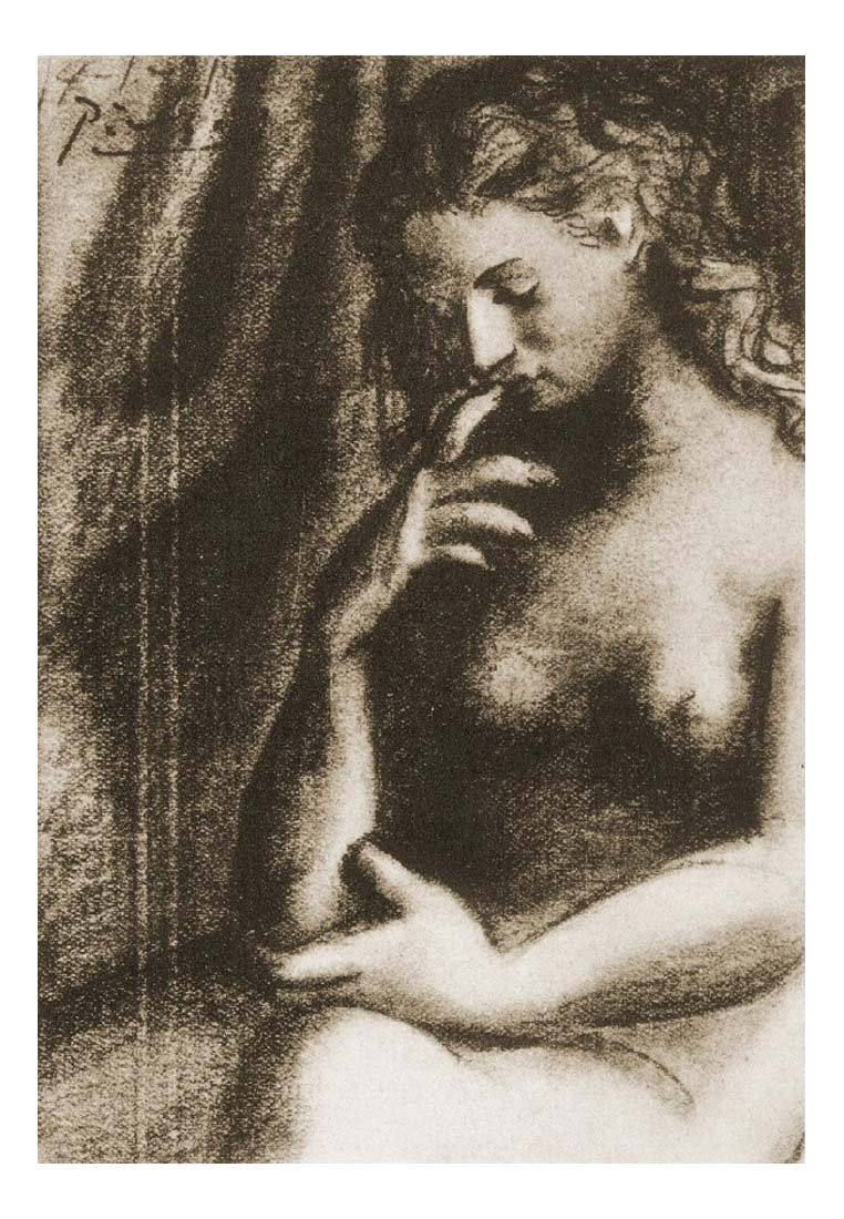 1921 Nu assis by Pablo Picasso, vintage artwork, 16x12"(A3) Poster