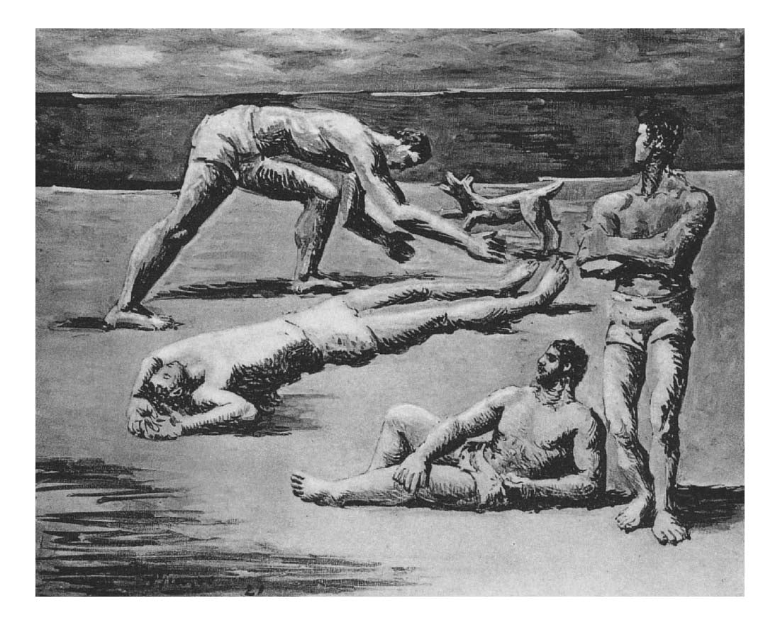 1922 Baigneurs et chien by Pablo Picasso, vintage artwork, 16x12"(A3) Poster