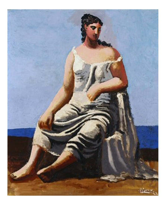 1922 Femme assise au bord de la mer by Pablo Picasso, vintage artwork, 16x12"(A3) Poster