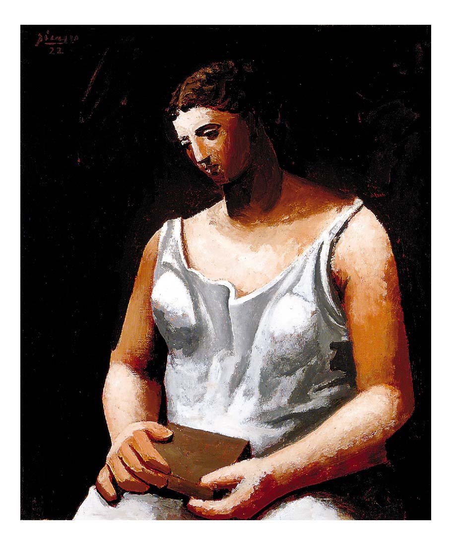 1922 Femme en blanc by Pablo Picasso, vintage artwork, 16x12"(A3) Poster