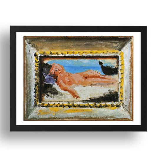 1922 Nu couche (1922 Nude couch), vintage artwork by Pablo Picasso, A3 Size Reproduction Poster Print in 17x13" Black Frame