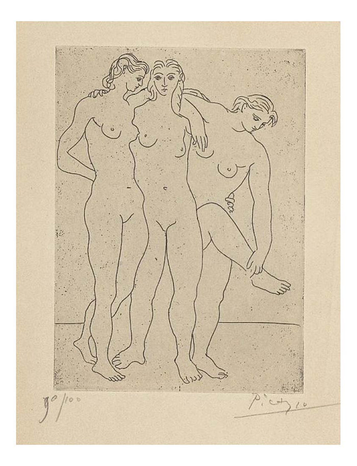1922 Les trois baigneuses III by Pablo Picasso, vintage artwork, 16x12