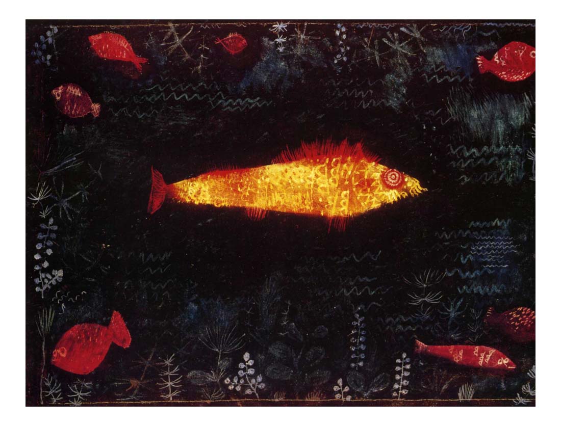 1925 1926 Paul Klee - The Golden Fish-Vintage Artwork, 16x12"(A3) Poster Print