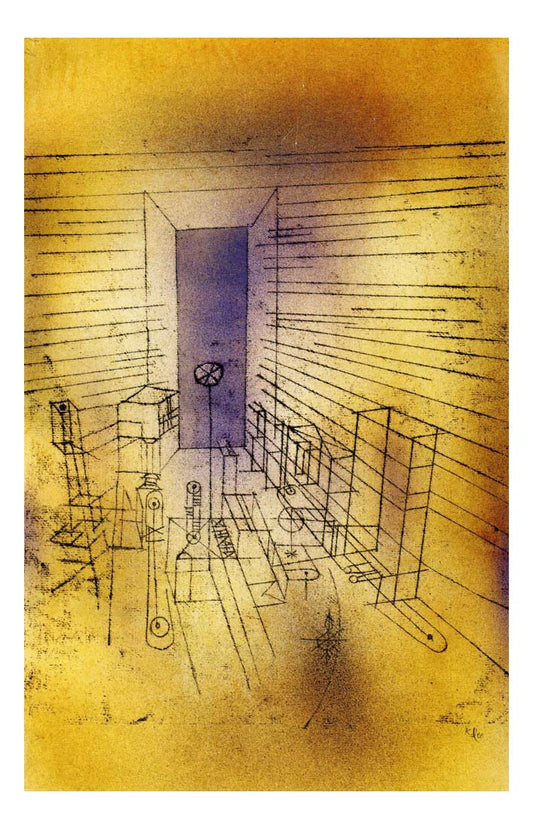 1925 Paul Klee - Returning from the Chamber the front door, new version-Vintage Artwork, 16x12"(A3) Poster Print