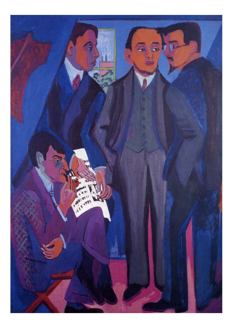 1926 1927 Ernst Ludwig Kirchner - An artists' society-Vintage Artwork, 16x12"(A3) Poster Print
