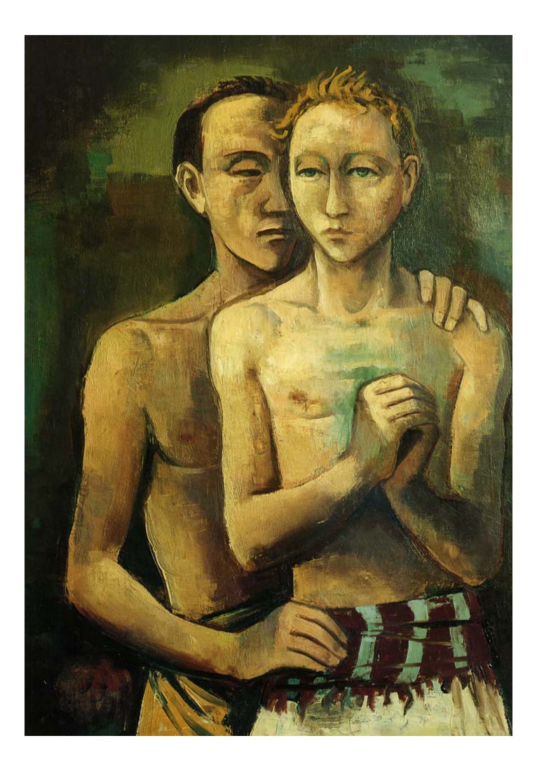 1926 Karl Hofer - Two friends-Vintage Artwork, 16x12"(A3) Poster Print