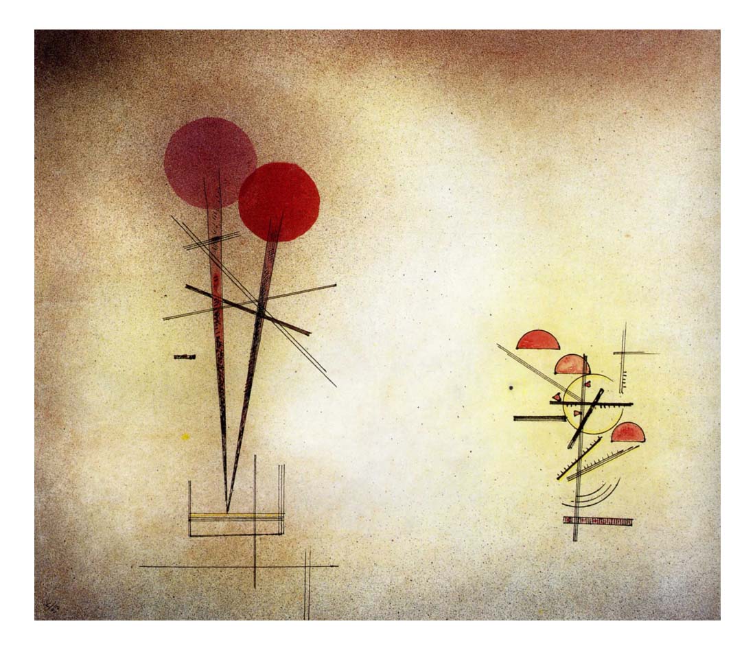 1928 Vassily Kandinsky - Composition II -Vintage Artwork, 16x12"(A3) Poster Print