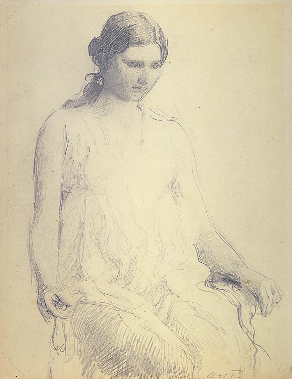 Abbott Handerson Thayer:Study of a Young Woman,16x12"(A3)Poster