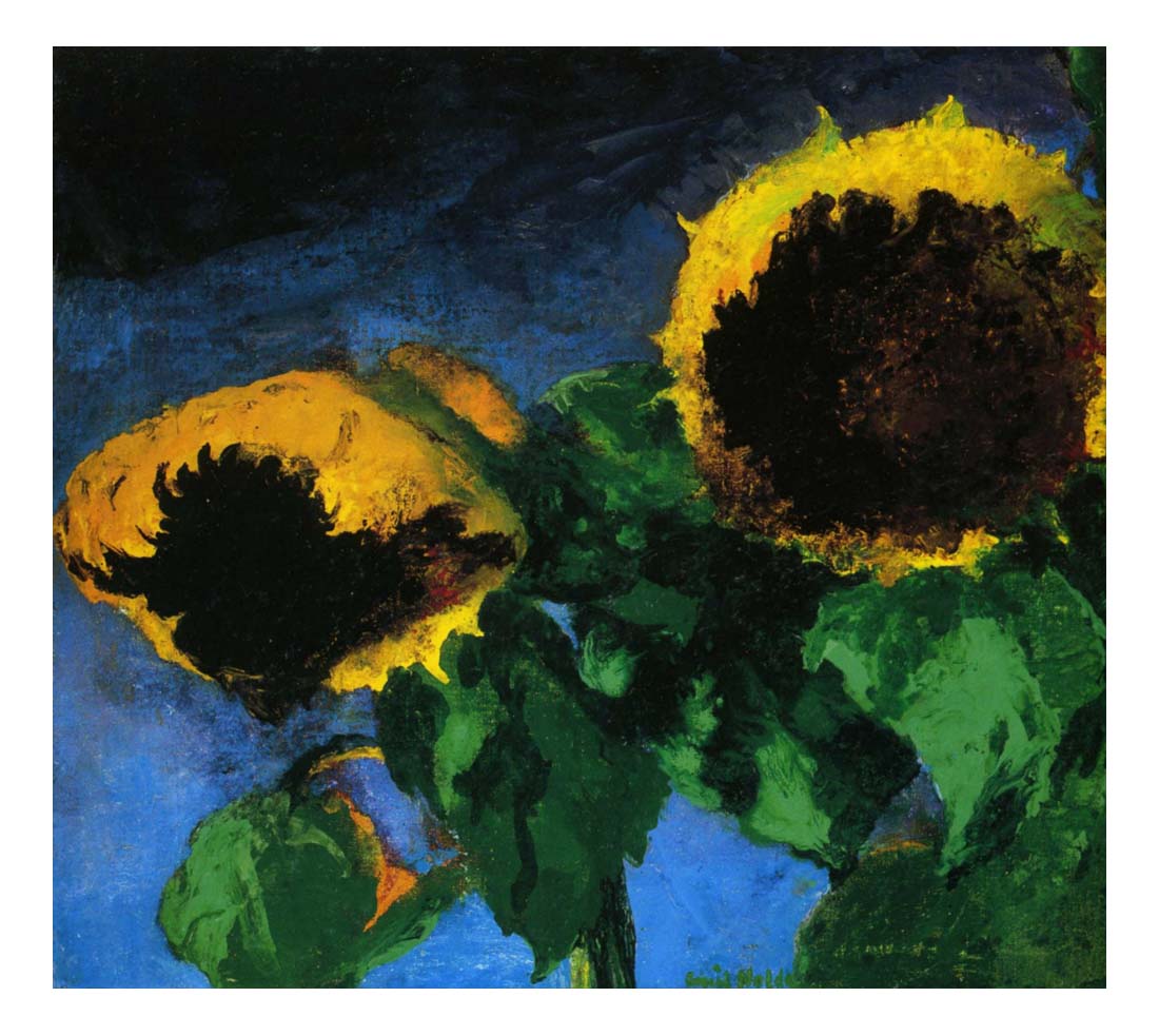 1932 Emil Nolde - Sunflowers in bloom-Vintage Artwork, 16x12"(A3) Poster Print