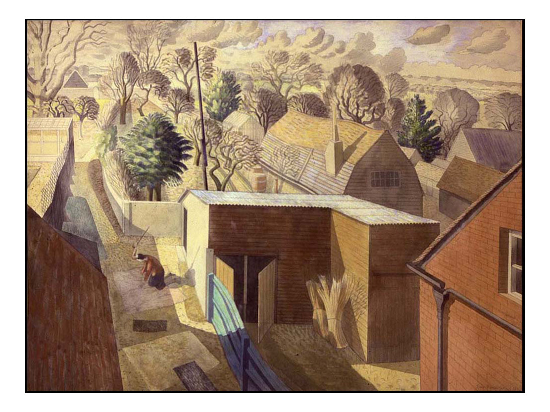 1932 View from Brick House, Great Bardfield by Eric Ravilious -A4 Poster