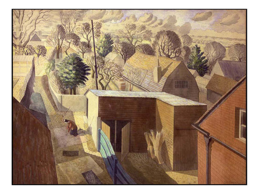 View from Brick House, Great Bardfield (1932) by Eric Ravilious - A4 Poster
