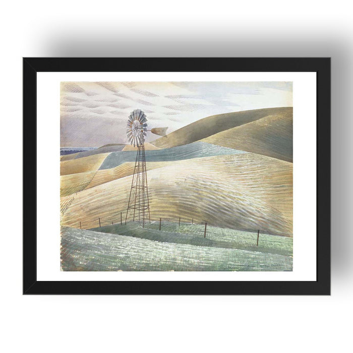 1934 Windmill graphite & watercolour by Eric Ravilious, 17x13