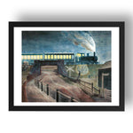 1935 Train Going over a Bridge at Night by Eric Ravilious, 17x13" Frame