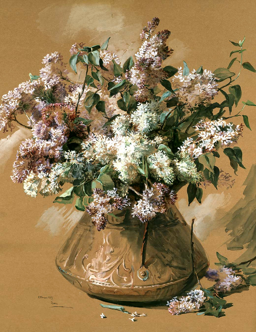 Elizabeth Nourse:Lilacs,16x12"(A3)Poster