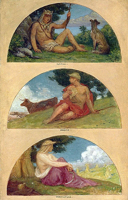 Kenyon Cox:The Progress of Civilization: Hunting, Herding, A,16x12"(A3)Poster