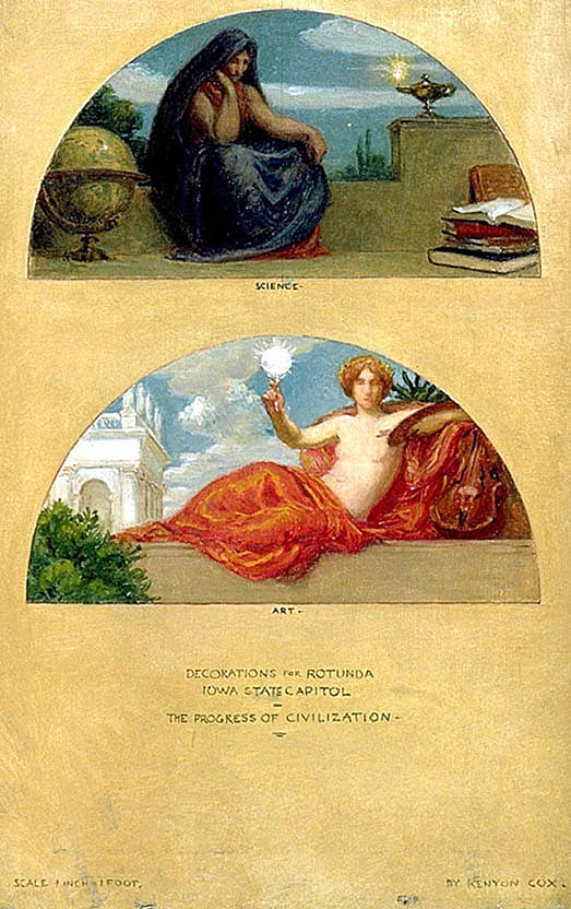 Kenyon Cox:The Progress of Civilization: Science and Art (mu,16x12"(A3)Poster
