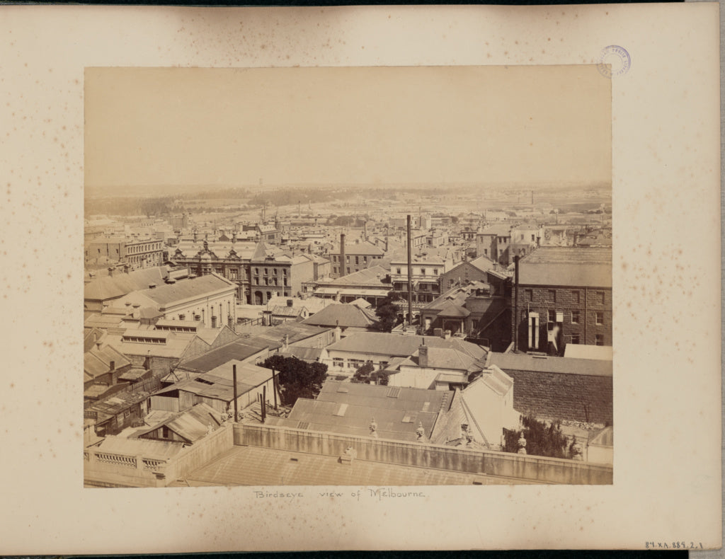 Charles Bayliss:Birdseye view of Melbourne, Poster Print Wall Art