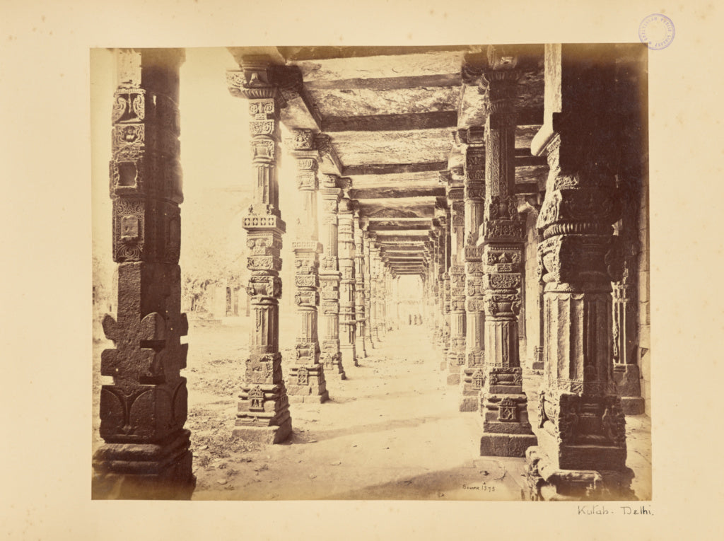 Samuel Bourne:Delhi; The Kutub Minar, Interior View of the N, Poster Print Wall Art