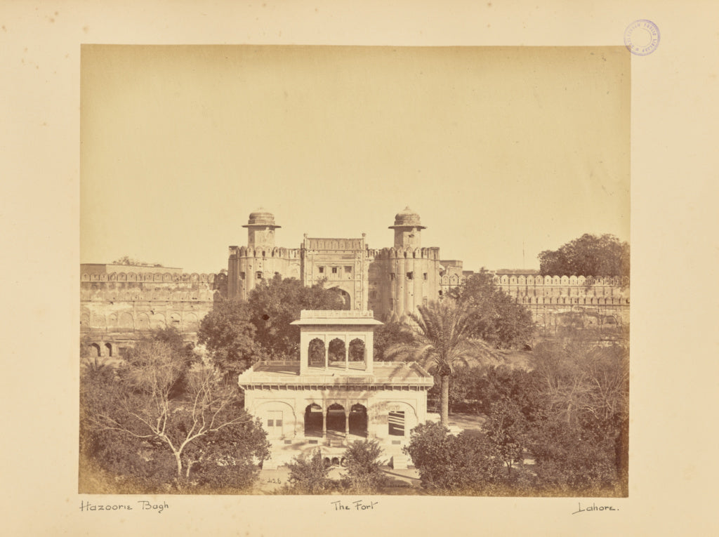 Samuel Bourne:Lahore; Huzoori Bagh and Fort, Poster Print Wall Art