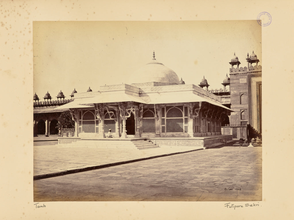 Samuel Bourne:Futtypore Sikri; The Marble Tomb of Sheik Seli, Poster Print Wall Art